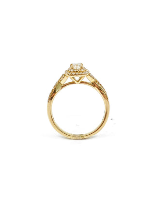 10K Yellow Gold 0.50cttw Diamond Halo Engagement Ring, size 6.5