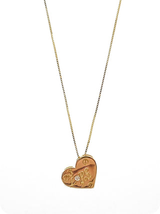 Colgante "Te amo" en forma de corazón con diamantes de 0,015 quilates en oro amarillo de 10 quilates, 18"