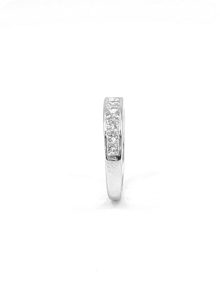 14K White Gold 1.00cttw Princess Cut Diamond Channel Anniversary Band, Size 6.5