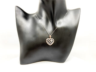 Collar con forma de corazón de diamantes canadienses de 0,142 quilates en oro blanco y rosa de 10 quilates, 18"