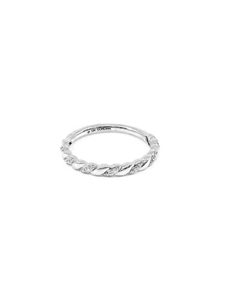 Anillo/banda apilable de diamantes de 0,10 quilates en oro blanco de 10 quilates, talla 6,5