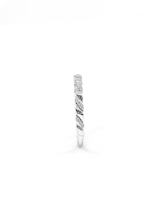 Anillo/banda apilable de diamantes de 0,10 quilates en oro blanco de 10 quilates, talla 6,5