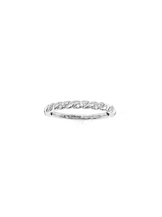 Anillo/banda apilable de diamantes de 0,10 quilates en oro blanco de 10 quilates, talla 6,5