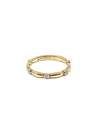 Anillo/banda apilable de diamantes de 0,10 quilates en oro amarillo de 10 quilates, tamaño 6,5