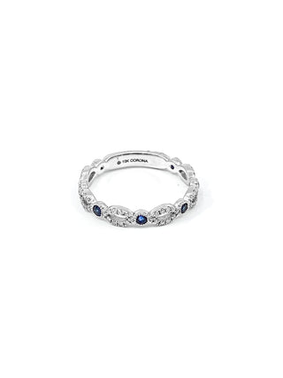10K White Gold 0.28cttw Genuine Sapphire and 0.18cttw Diamond Ring, size 6.5