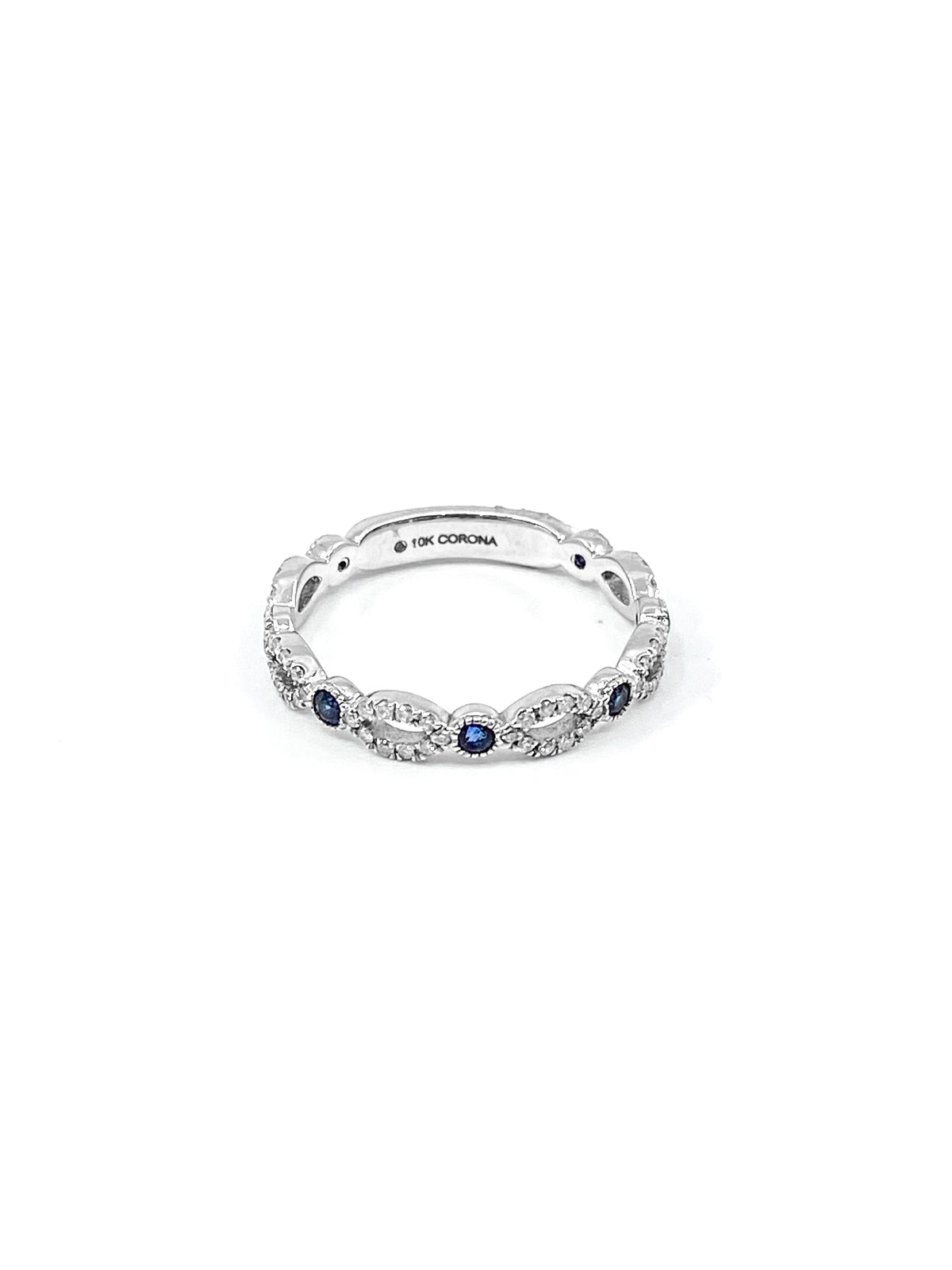 10K White Gold 0.28cttw Genuine Sapphire and 0.18cttw Diamond Ring, size 6.5