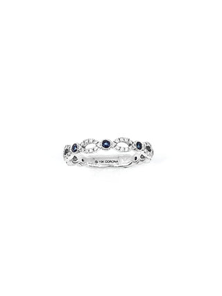 10K White Gold 0.28cttw Genuine Sapphire and 0.18cttw Diamond Ring, size 6.5