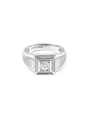 Anillo de diamantes canadienses de 0,30 quilates para caballero en oro blanco de 10 quilates, talla 10