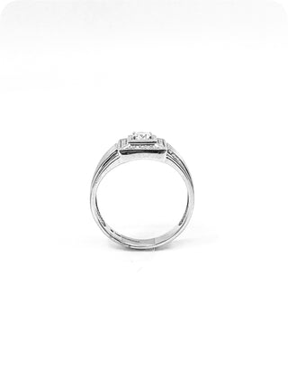 Anillo de diamantes canadienses de 0,30 quilates para caballero en oro blanco de 10 quilates, talla 10