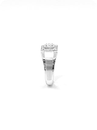 Anillo de diamantes canadienses de 0,30 quilates para caballero en oro blanco de 10 quilates, talla 10