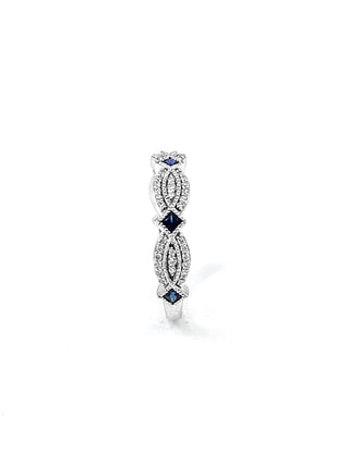 10K White Gold 0.10cttw Genuine Sapphire & 0.14cttw Diamond Ring, size 6.5