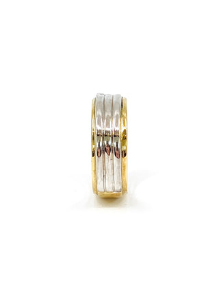 Anillo de diamantes para caballero de talla princesa de 0,13 quilates en oro blanco y amarillo de 10 quilates, talla 10