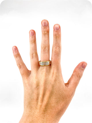 Anillo de diamantes para caballero de talla princesa de 0,13 quilates en oro blanco y amarillo de 10 quilates, talla 10