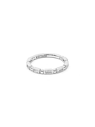 Anillo de diamantes de talla baguette de 0,30 quilates en oro blanco de 10 quilates, talla 6,5