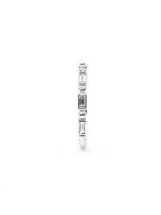 Anillo de diamantes de talla baguette de 0,30 quilates en oro blanco de 10 quilates, talla 6,5