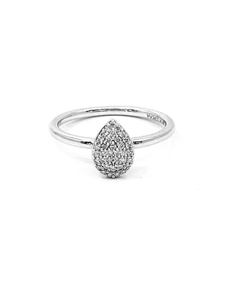 10K White Gold 0.15cttw Pave Pear Shape Diamond Engagement Ring