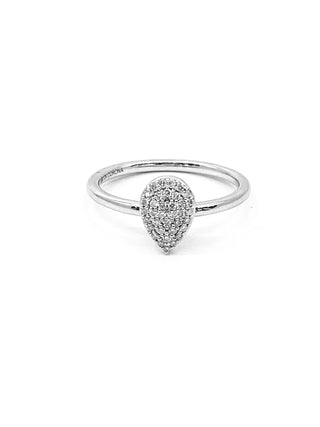 10K White Gold 0.15cttw Pave Pear Shape Diamond Engagement Ring