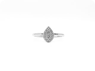 10K White Gold 0.15cttw Pave Pear Shape Diamond Engagement Ring