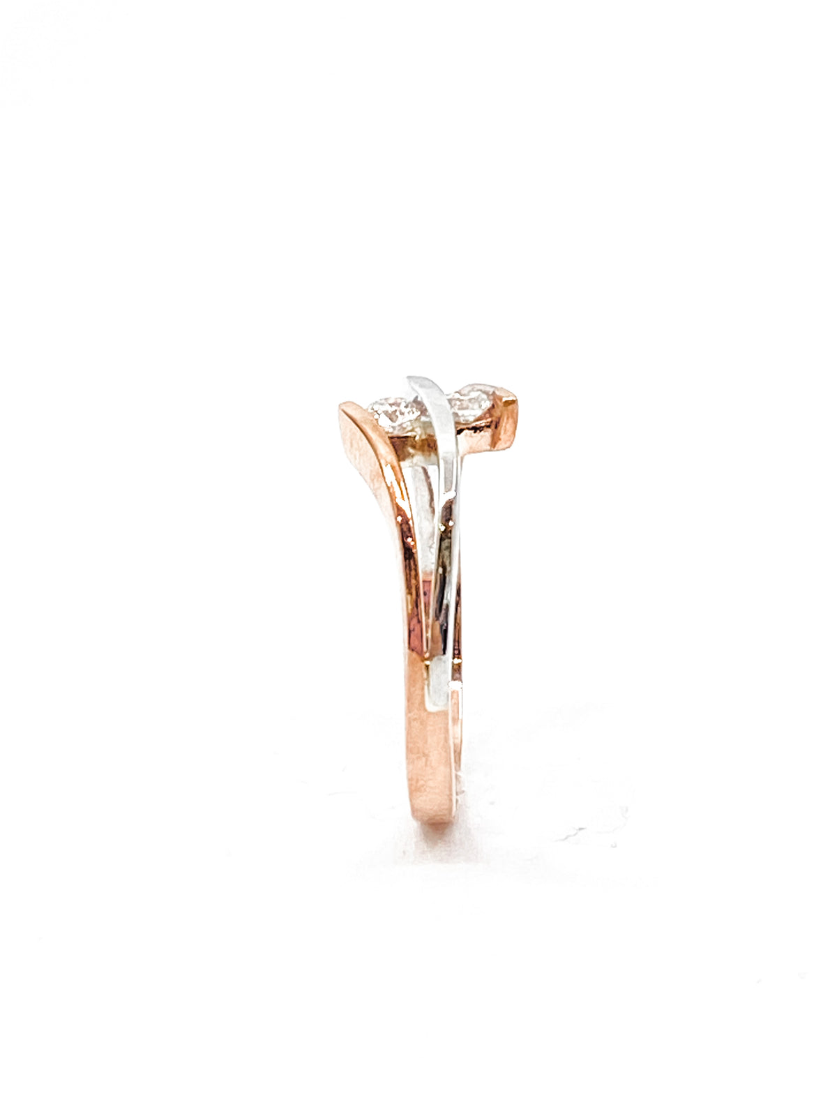 10K White &amp; Rose Gold 0.17cttw Canadian Diamond Ring, size 6.5