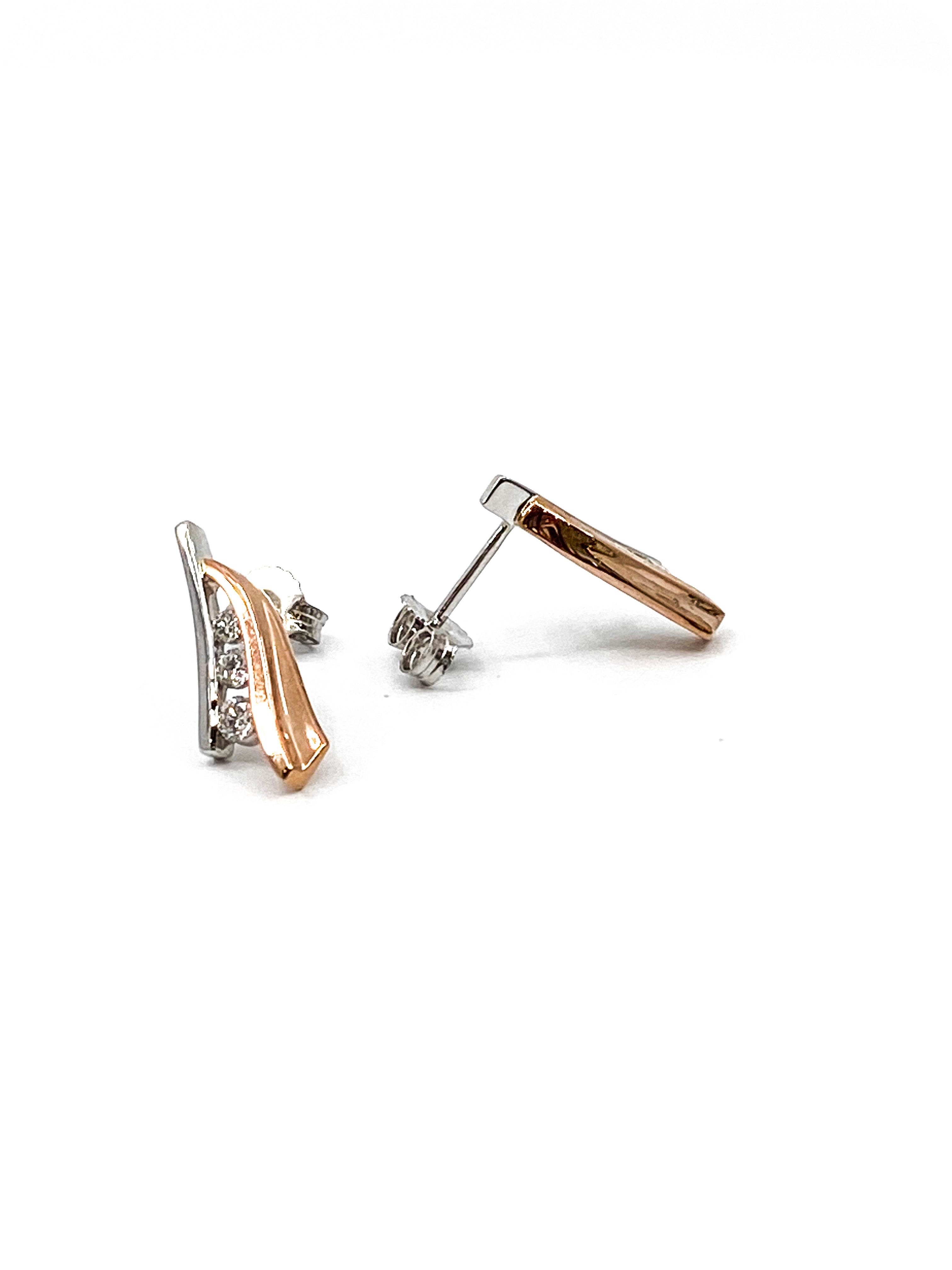 10K White & Rose Gold 0.25cttw Diamond Dangle/Drop Earrings