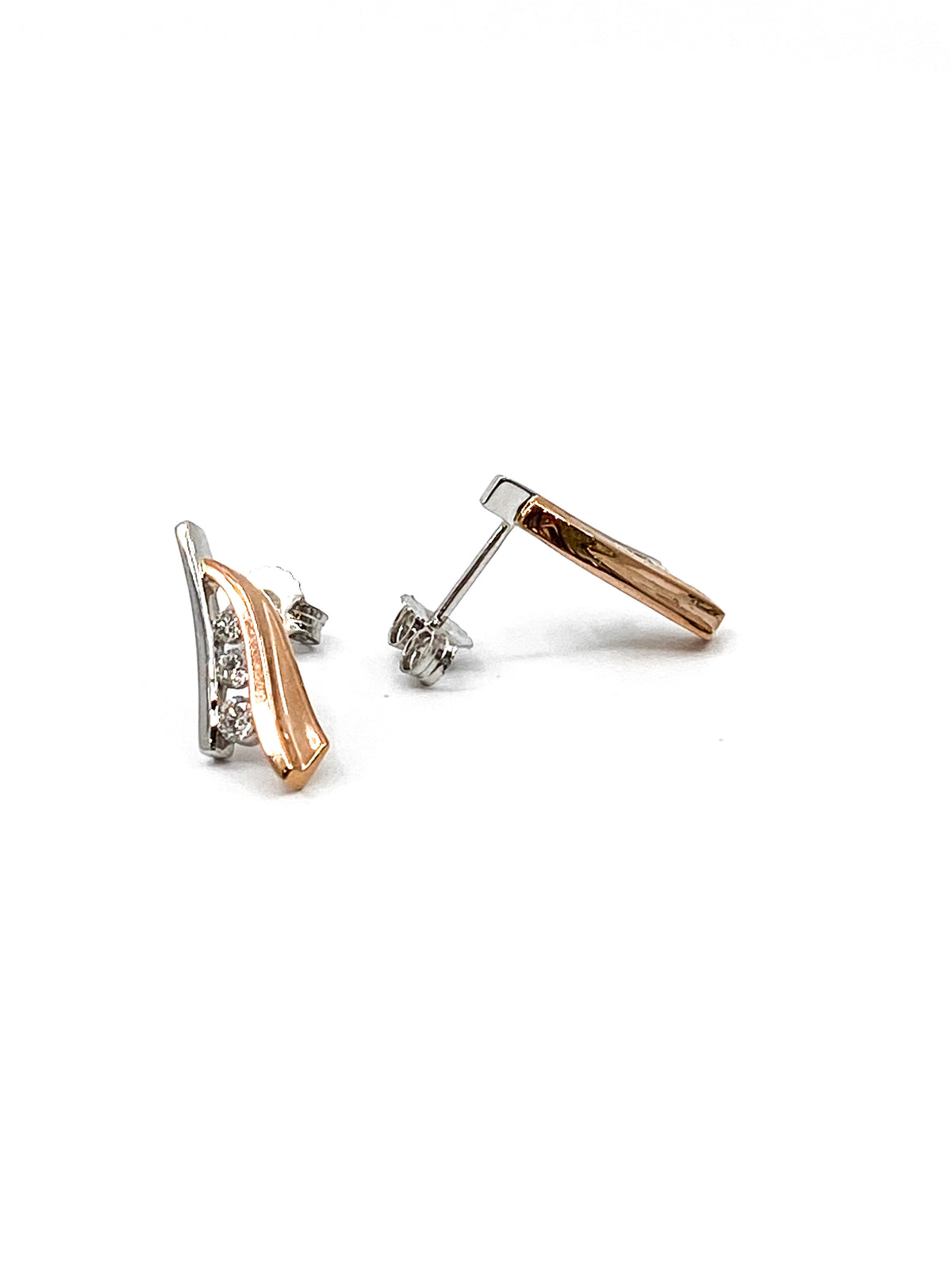10K White &amp; Rose Gold 0.25cttw Diamond Dangle/Drop Earrings