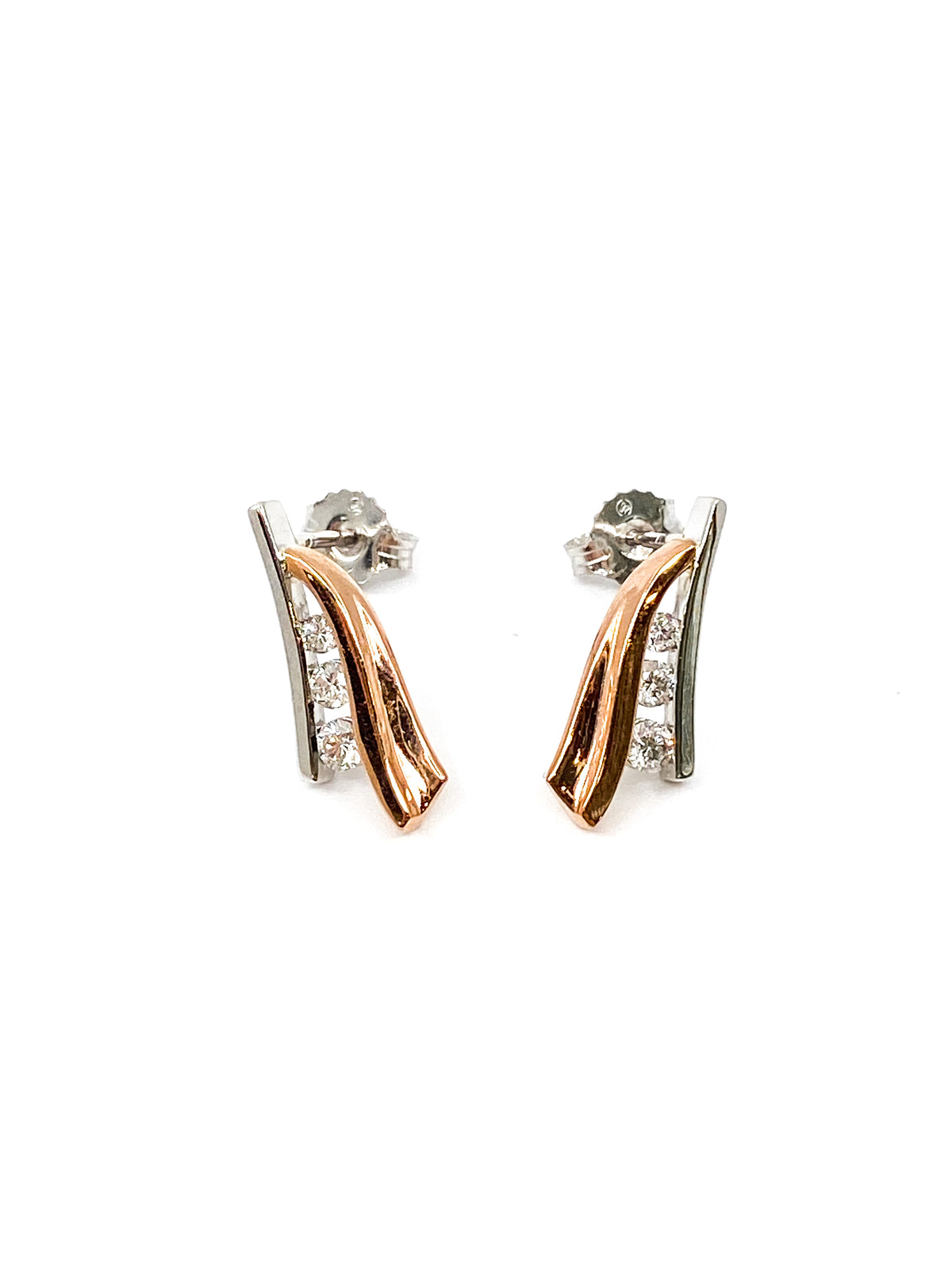 10K White &amp; Rose Gold 0.25cttw Diamond Dangle/Drop Earrings