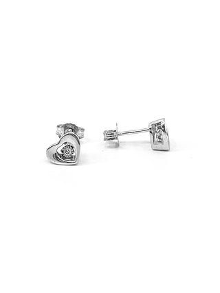 Pendientes colgantes/en forma de corazón con diamantes de 0,04 quilates en oro blanco de 10 quilates