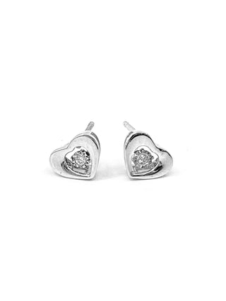 Pendientes colgantes/en forma de corazón con diamantes de 0,04 quilates en oro blanco de 10 quilates