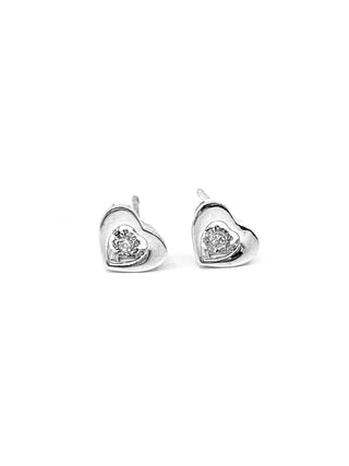 Pendientes colgantes/en forma de corazón con diamantes de 0,04 quilates en oro blanco de 10 quilates