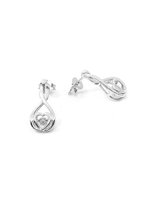 Pendientes colgantes con forma de corazón de diamantes de 0,02 quilates de oro blanco de 10 quilates