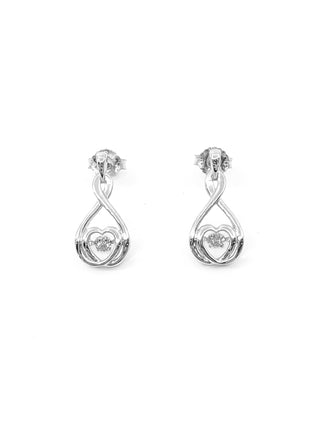 Pendientes colgantes con forma de corazón de diamantes de 0,02 quilates de oro blanco de 10 quilates