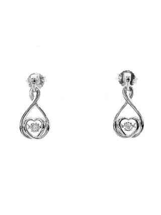 Pendientes colgantes con forma de corazón de diamantes de 0,02 quilates de oro blanco de 10 quilates