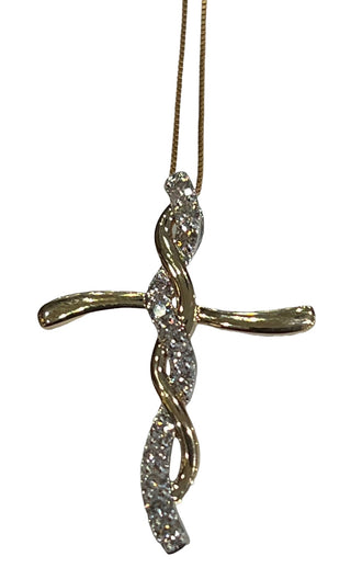 SEGUIMIENTO - Collar con cruz de diamantes de 0,40 quilates en oro de 2 tonos de 10/14 quilates, 18"