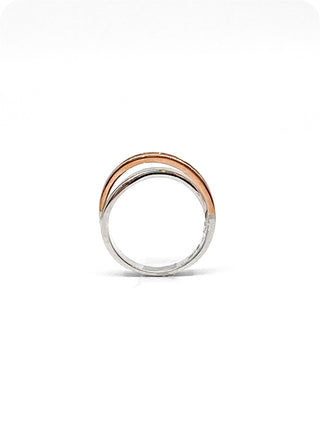 10k White & Rose Gold 0.104cttw Diamond Ring, size 6.5