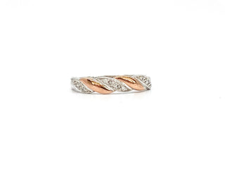 10k White & Rose Gold 0.054cttw Diamond Ring, size 6.5