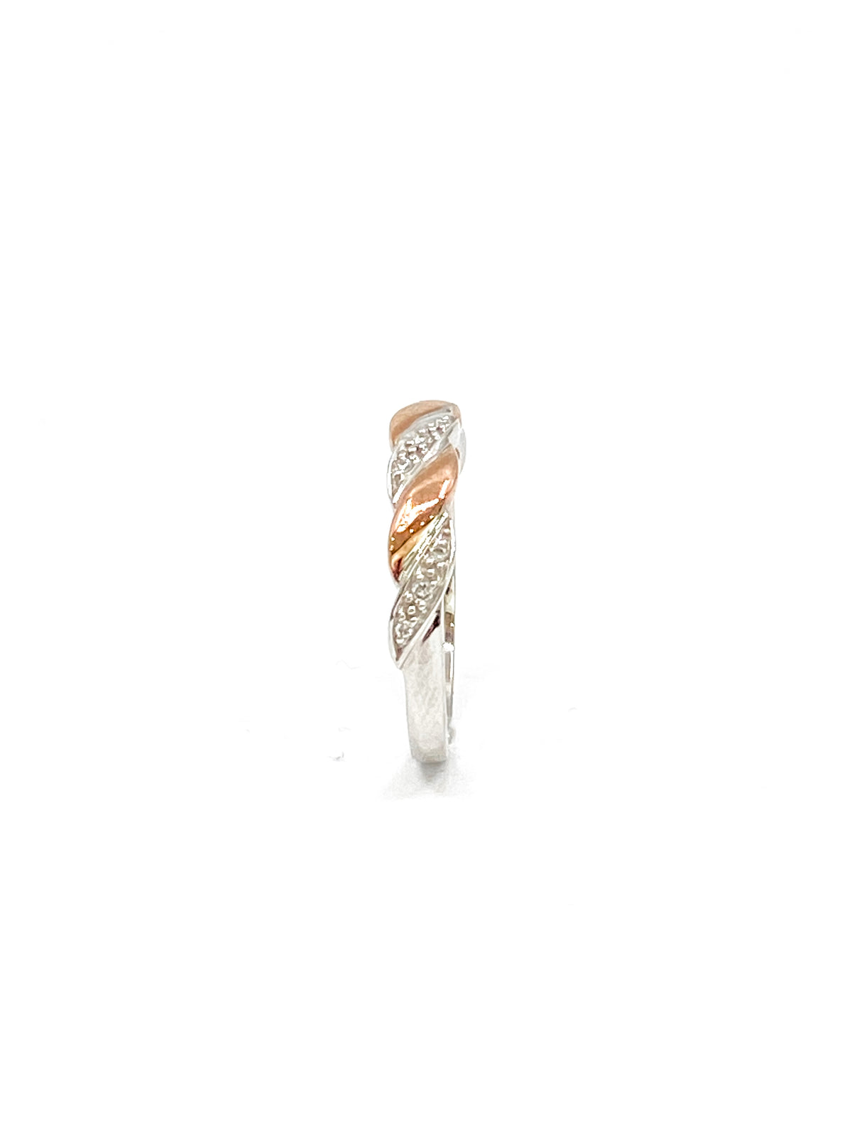 10k White &amp; Rose Gold 0.054cttw Diamond Ring, size 6.5