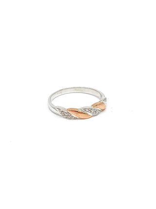 10k White & Rose Gold 0.054cttw Diamond Ring, size 6.5