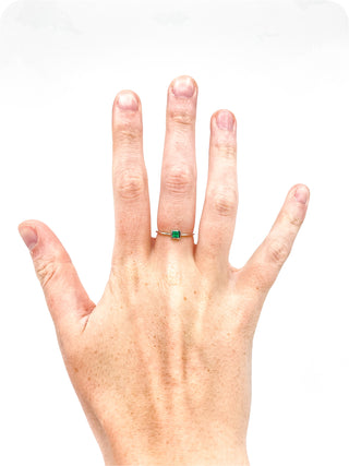 10K White Gold 0.15cttw Genuine Emerald Princess Cut Ring