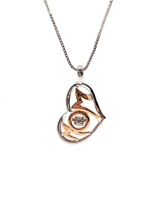 Colgante de plata de ley y oro rosa de 10 quilates con diamantes de 0,02 quilates, 18 pulgadas