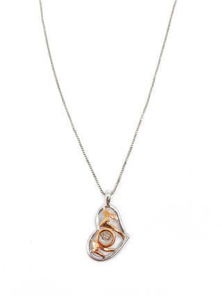 Colgante de plata de ley y oro rosa de 10 quilates con diamantes de 0,02 quilates, 18 pulgadas