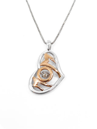 Colgante de plata de ley y oro rosa de 10 quilates con diamantes de 0,02 quilates, 18 pulgadas