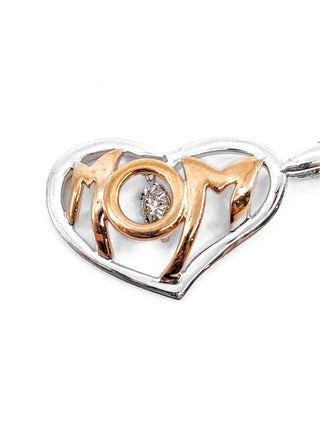 Colgante de plata de ley y oro rosa de 10 quilates con diamantes de 0,02 quilates, 18 pulgadas