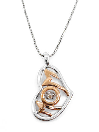 Colgante de plata de ley y oro rosa de 10 quilates con diamantes de 0,02 quilates, 18 pulgadas