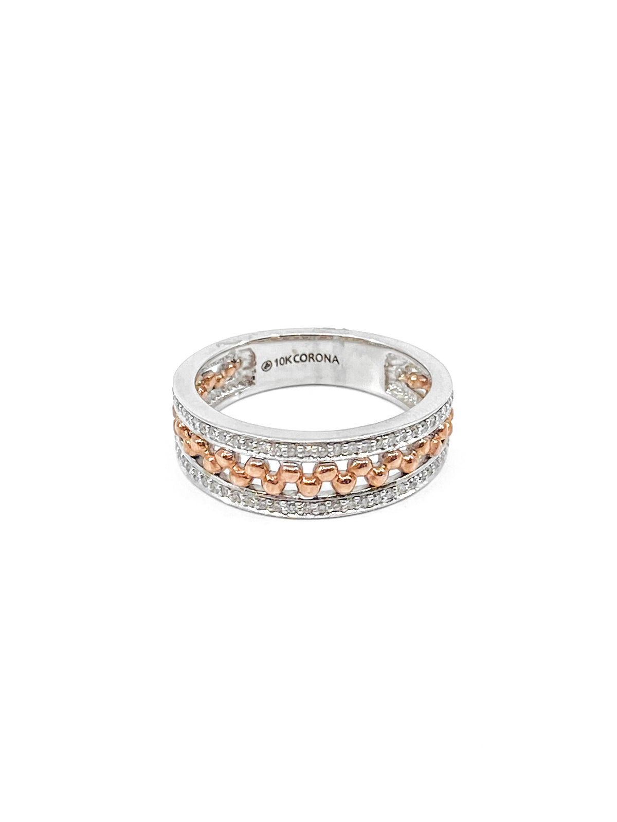 10K White &amp; Rose Gold 0.18cttw Diamond Ring, size 6.5