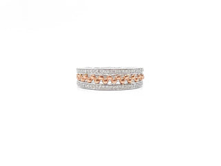Anillo de diamantes de 0,18 quilates en oro blanco y rosa de 10 quilates, tamaño 6,5