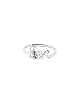 10K White Gold 0.01cttw Diamond Love Ring, size 6.5
