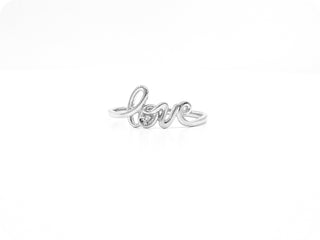 10K White Gold 0.01cttw Diamond Love Ring, size 6.5