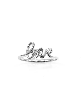 10K White Gold 0.01cttw Diamond Love Ring, size 6.5