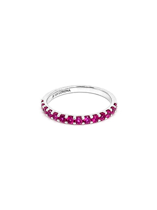 Anillo de oro blanco de 10 quilates con rubí creado de 0,56 quilates, talla 6,5