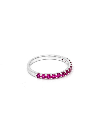 Anillo de oro blanco de 10 quilates con rubí creado de 0,56 quilates, talla 6,5